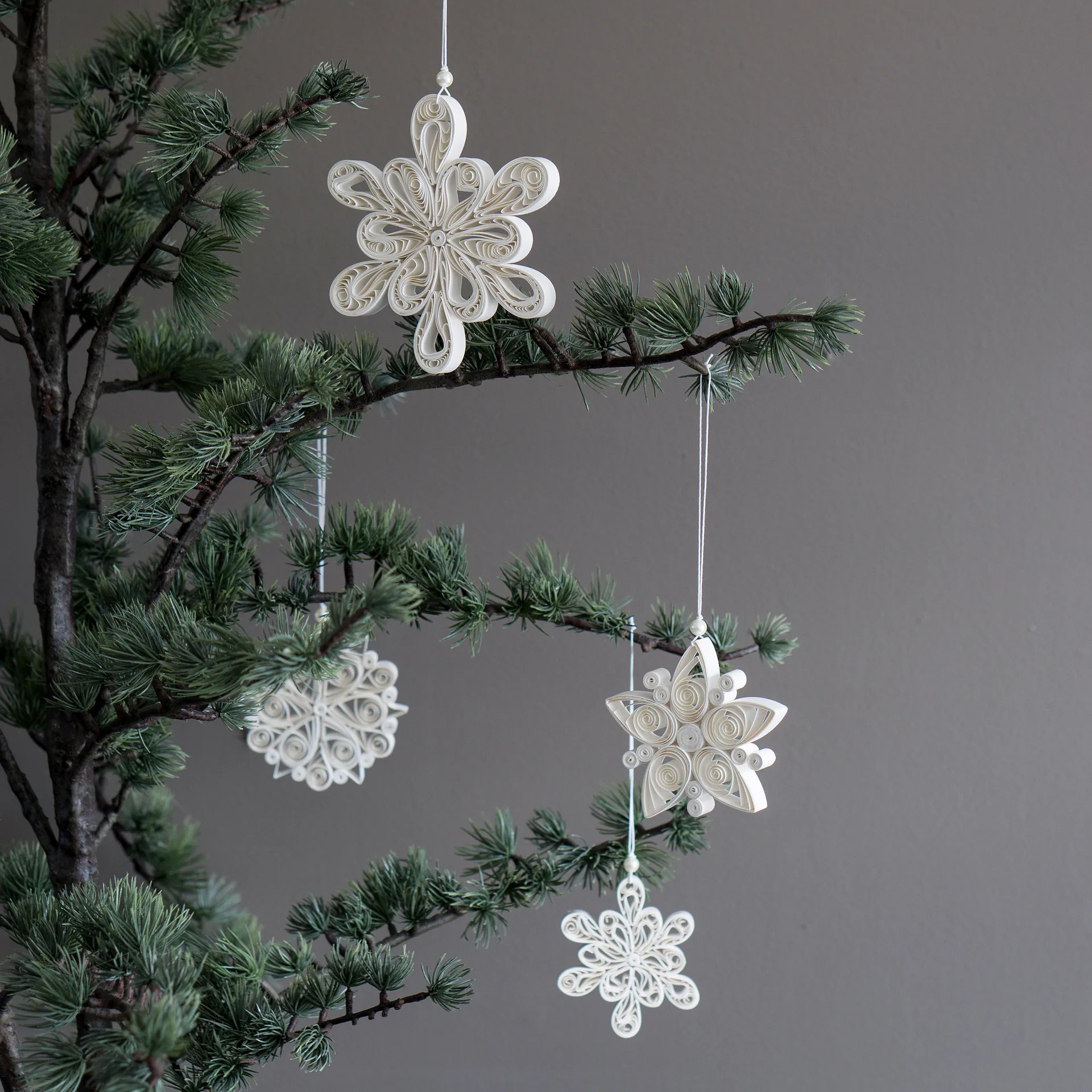 Decorazione Regular Flake a forma di fiocco di neve bianco, Piccolo Ø8,5 cm DBKD