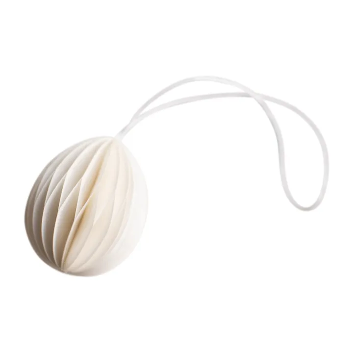 Pendente di Pasqua in carta Ovoid piccolo 4 cm - Bianco - DBKD