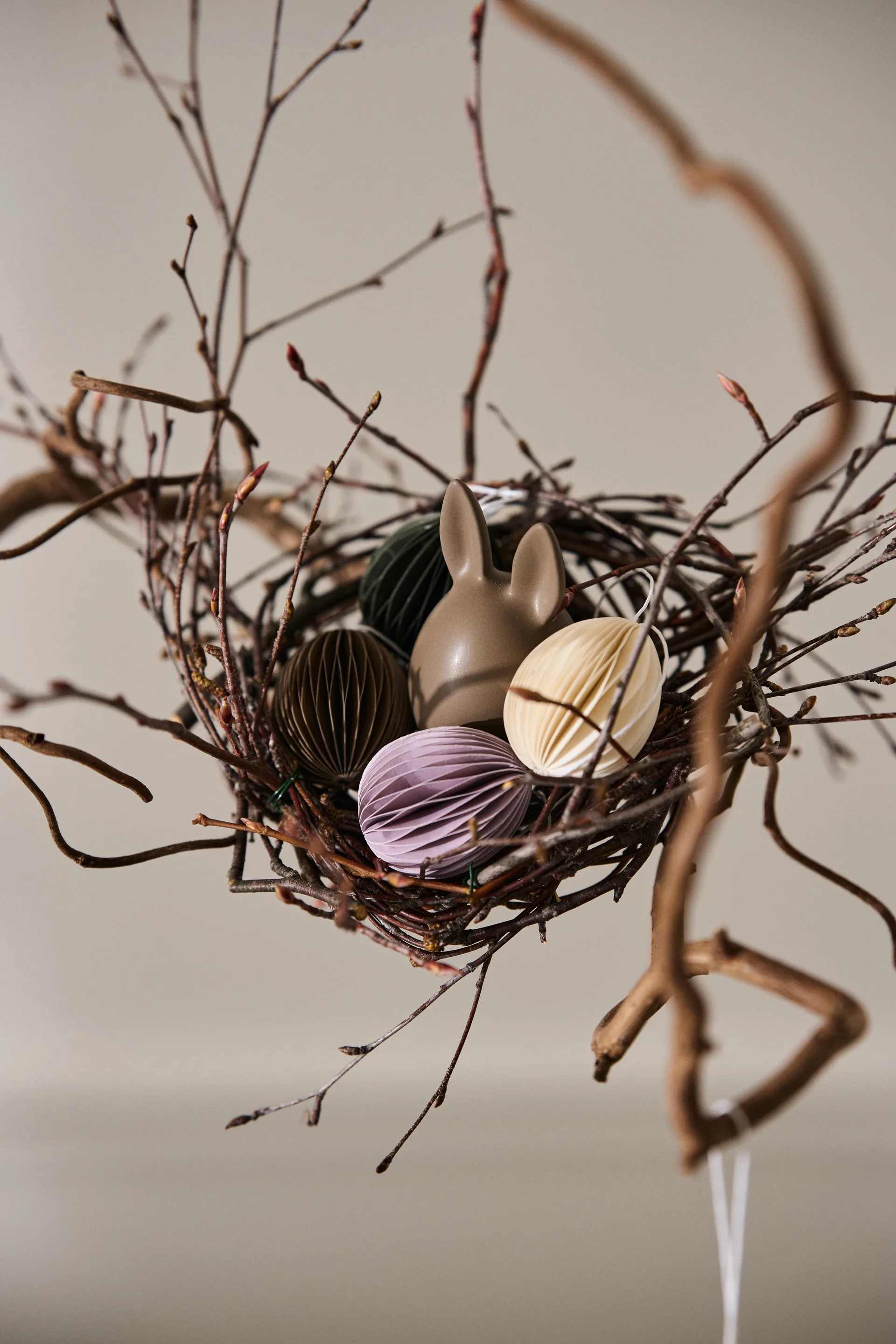 Pendente di Pasqua in carta Ovoid piccolo 4 cm, Bianco DBKD