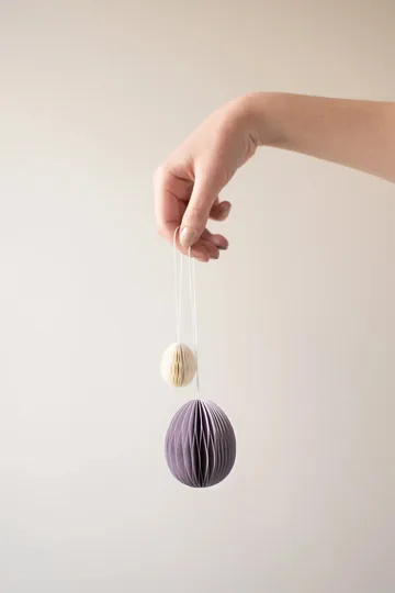 Pendente di Pasqua in carta Ovoid piccolo 4 cm - Bianco - DBKD