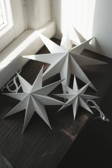 Stella invernale di carta decorativa - Bianco, medio, Ø14 cm - DBKD