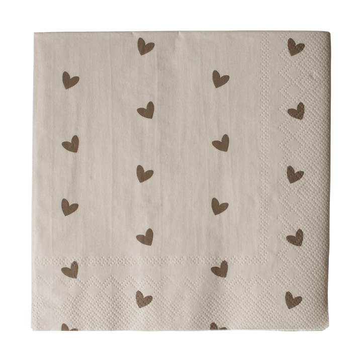 Tovagliolo di carta Heart 33x33 cm confezione da 20 - Marrone-beige - DBKD