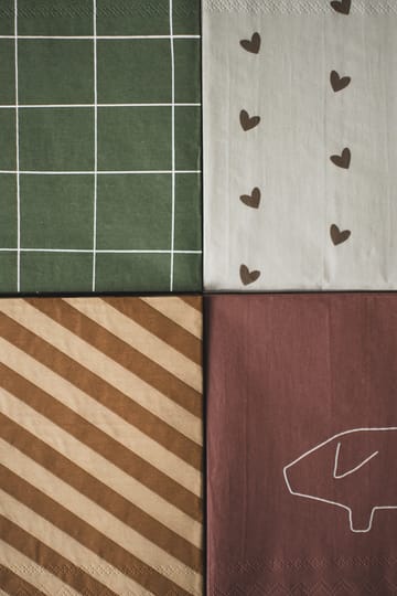 Tovagliolo di carta Heart 33x33 cm confezione da 20 - Marrone-beige - DBKD