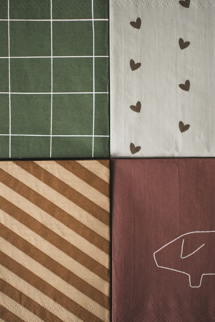 Tovagliolo di carta Heart 33x33 cm confezione da 20, Marrone-beige DBKD