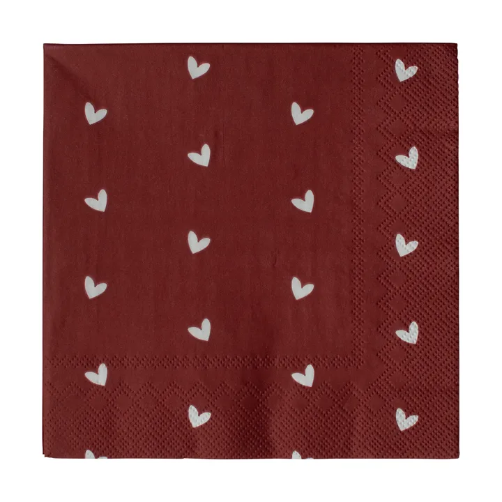 Tovagliolo di carta Heart 33x33 cm confezione da 20 - Rosso scuro - DBKD