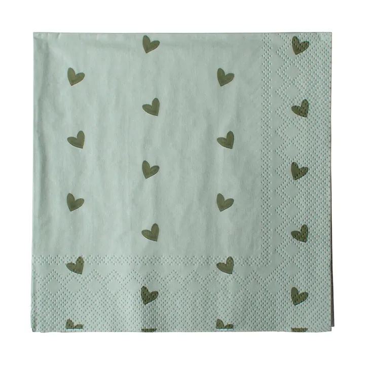 Tovagliolo di carta Heart 33x33 cm confezione da 20 - Verde - DBKD