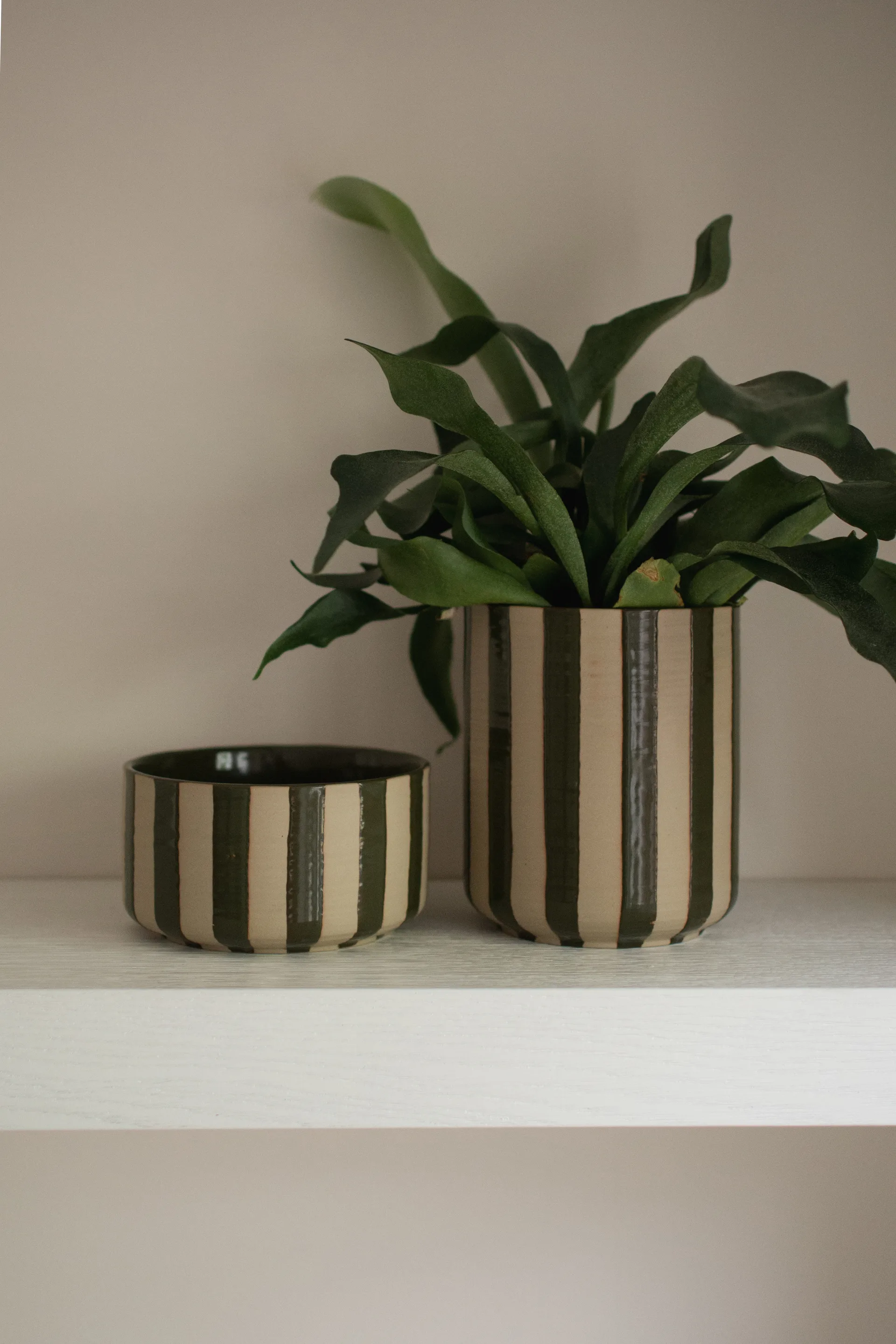 Vaso Line Ø14x16 cm, Stripe Green DBKD