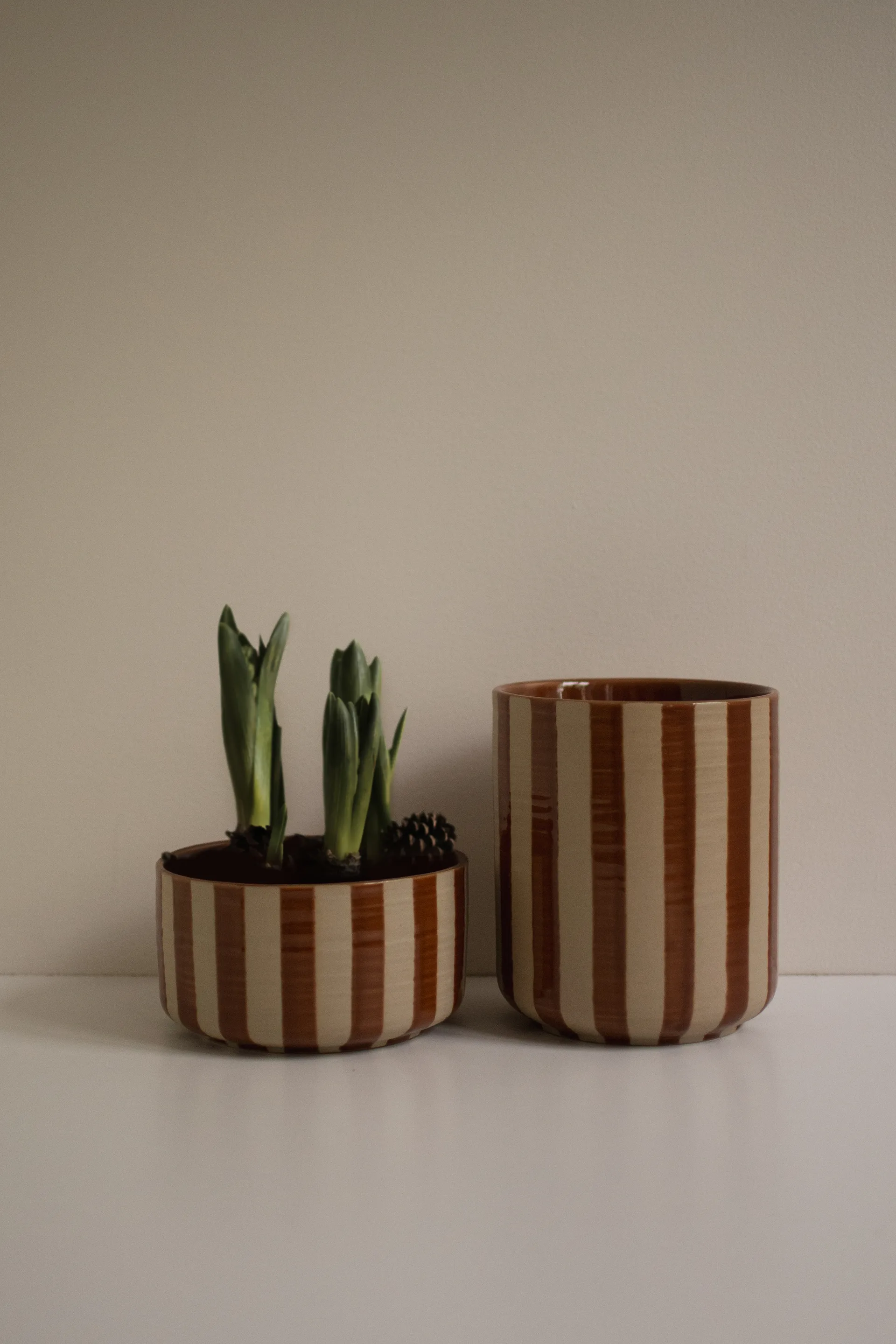 Vaso Line Ø14x16 cm, Stripe nougat DBKD