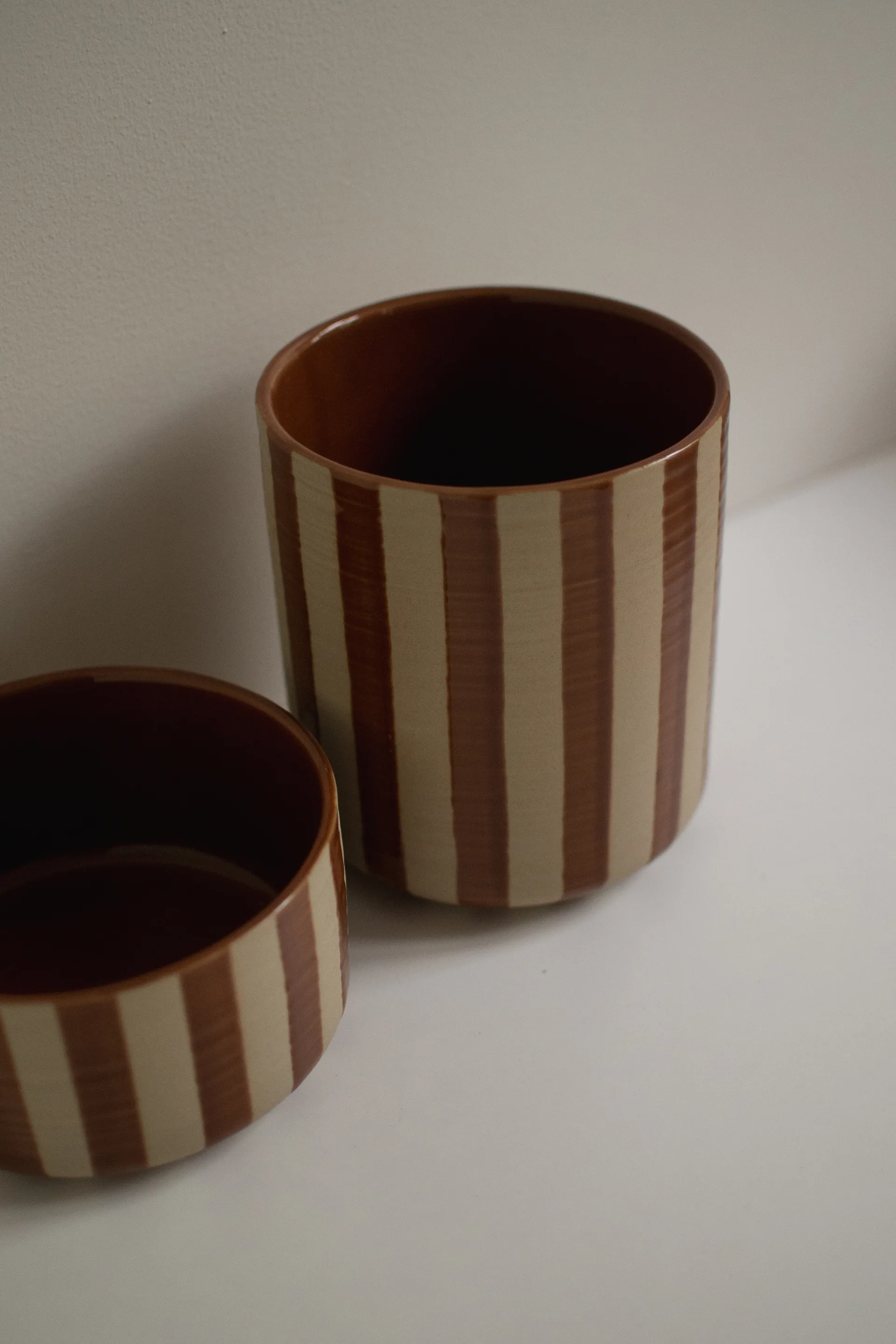 Vaso Line Ø14x16 cm, Stripe nougat DBKD