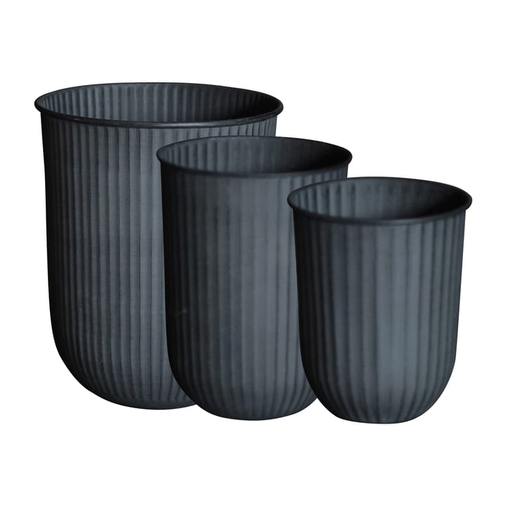 Vaso per fiori a righe Out 3 pezzi - Nero - DBKD