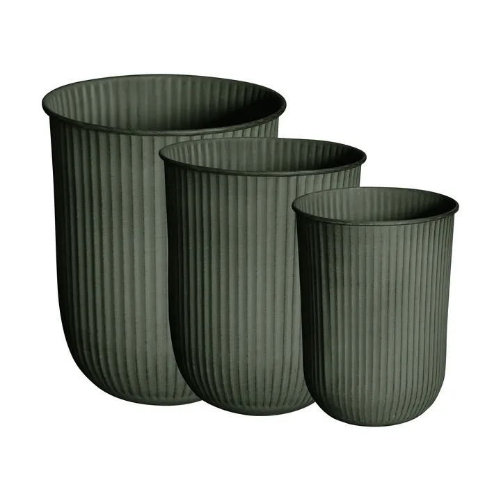 Vaso per fiori a righe Out 3 pezzi - Verde - DBKD