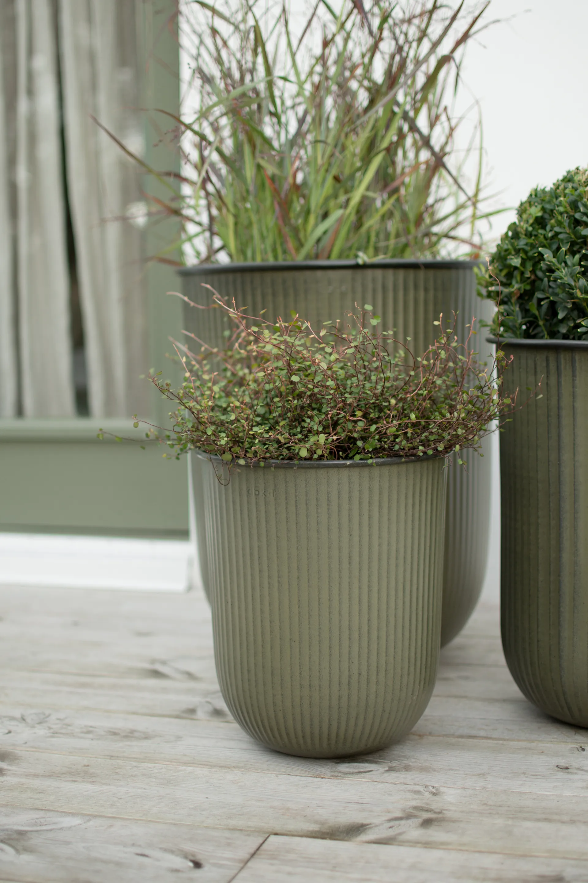 Vaso per fiori a righe Out 3 pezzi, Verde DBKD