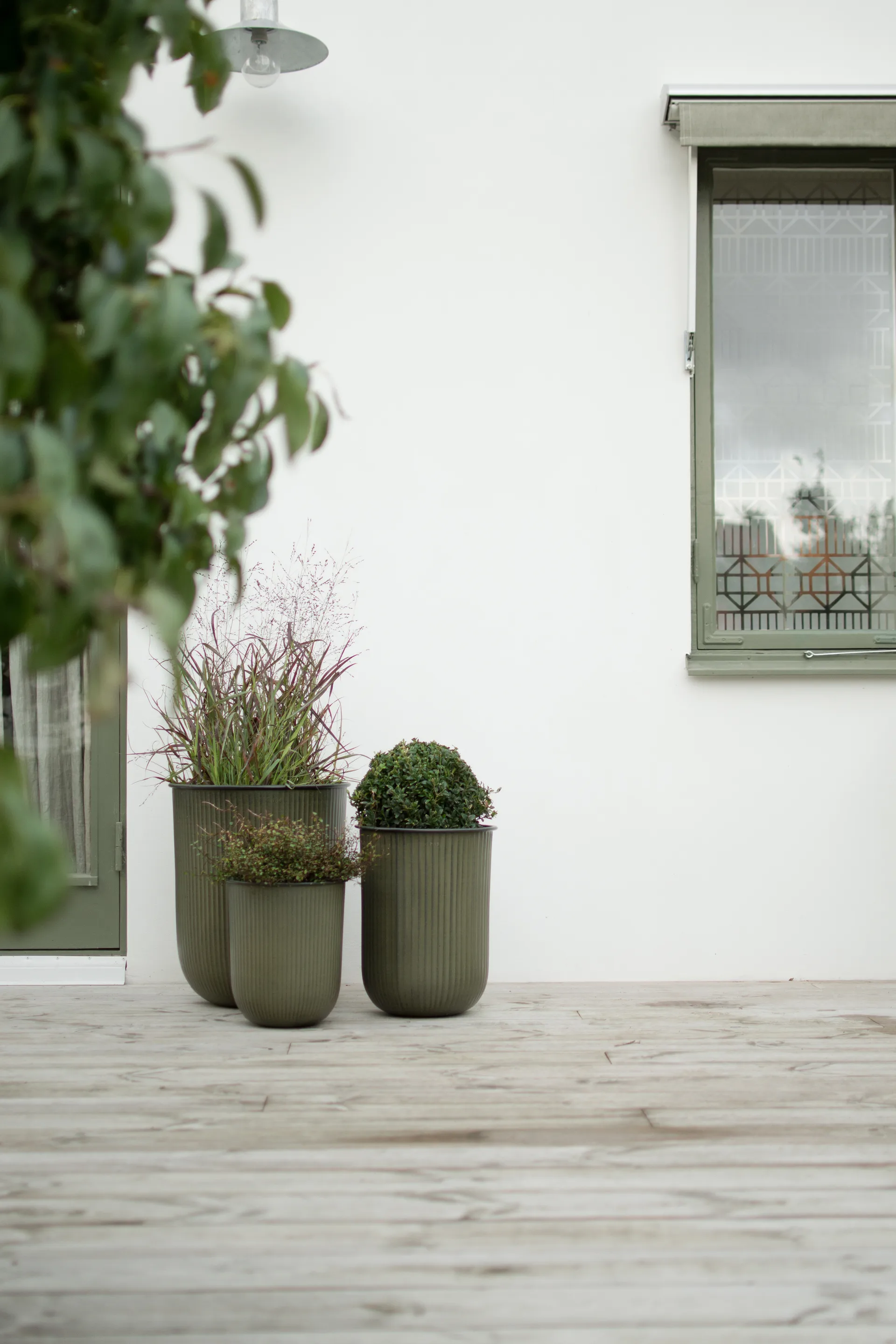 Vaso per fiori a righe Out 3 pezzi, Verde DBKD