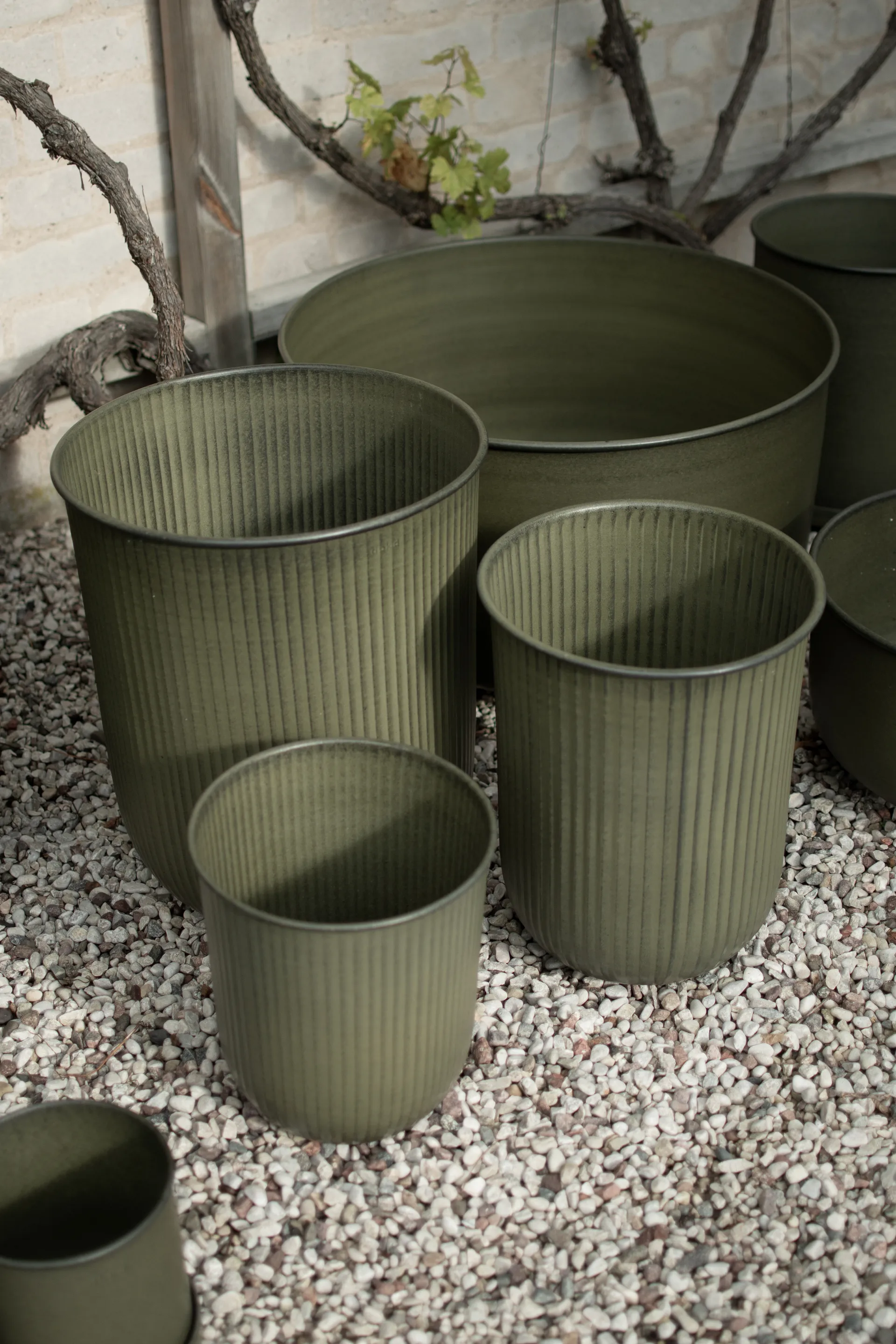 Vaso per fiori a righe Out 3 pezzi, Verde DBKD