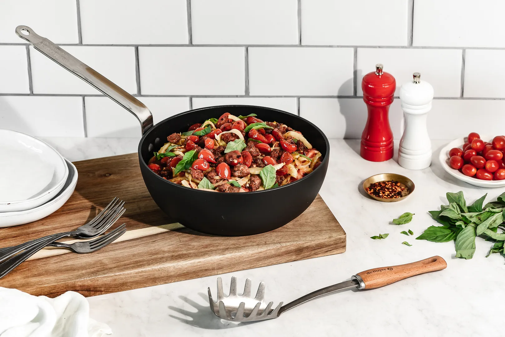 Cucchiaio per spaghetti con manico in legno De Buyer B Bois , Acciaio inossidabile De Buyer