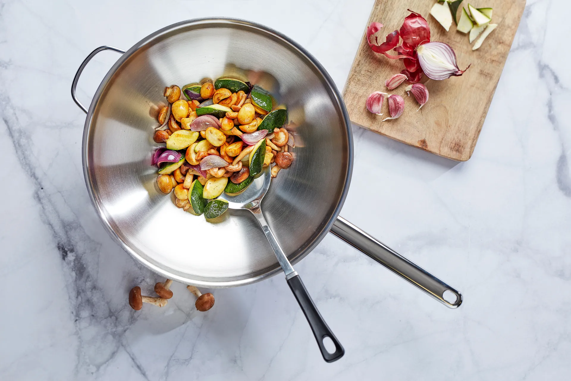 Wok in acciaio inox 7-strati con 2 maniglie Apollo 7, Ø36 cm Demeyere