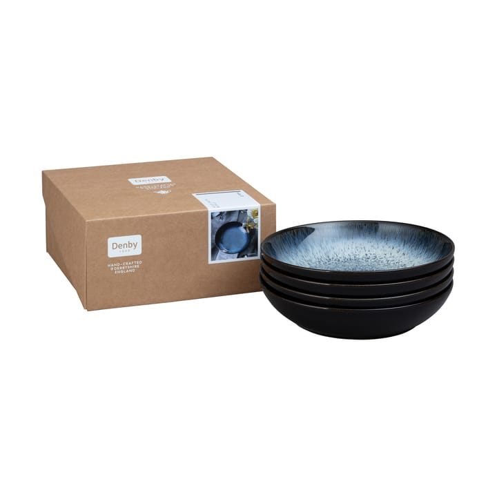 Ciotola per pasta Halo, 22 cm, confezione da 4, Blu, grigio, nero Denby