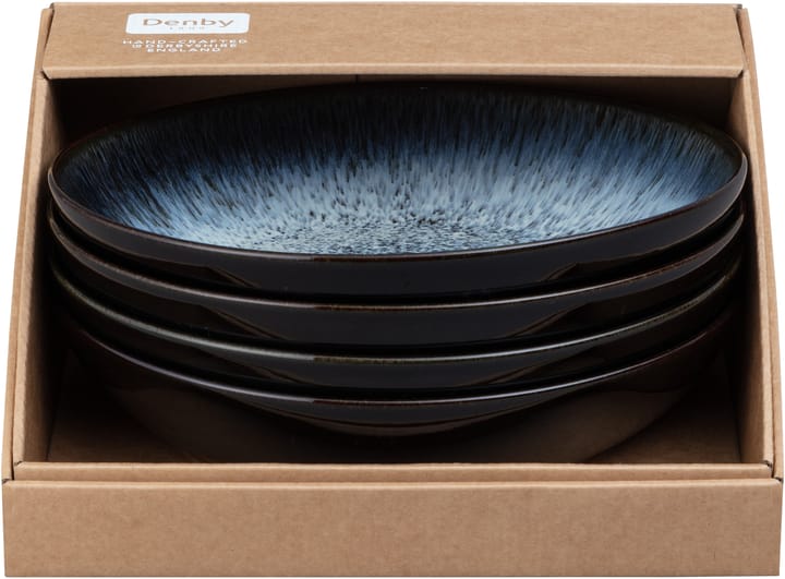 Ciotola per pasta Halo, 22 cm, confezione da 4, Blu, grigio, nero Denby