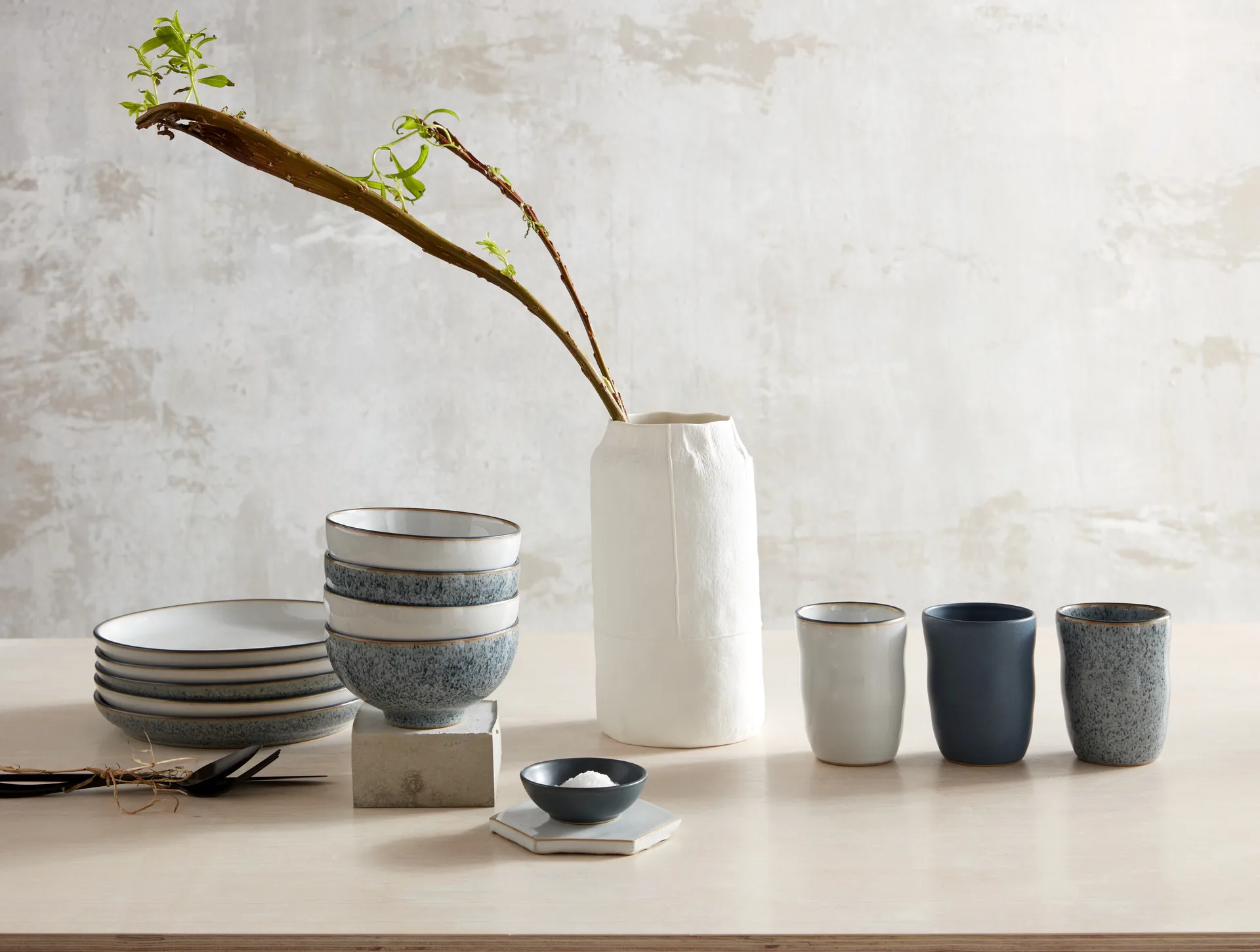 Confezione da 4 piatti Studio Grey 21 cm, Granito Denby