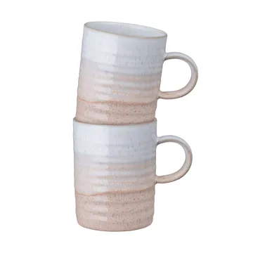 Kiln Coral tazza zigrinata - Corallo-beige, confezione da 2 - Denby