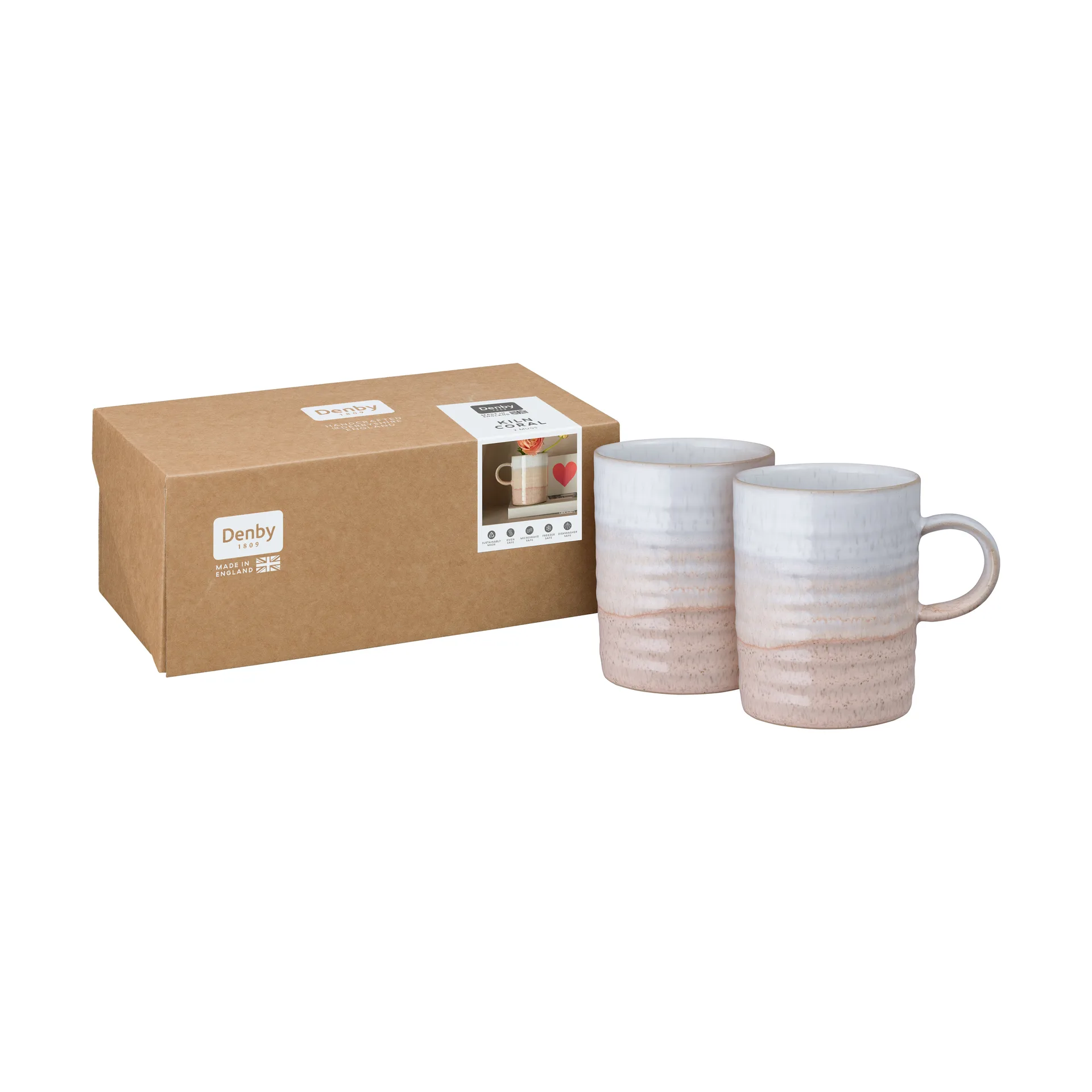 Kiln Coral tazza zigrinata, Corallo-beige, confezione da 2 Denby