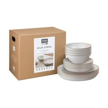 Servizio Kiln Coral - Corallo-beige, 12 pezzi - Denby