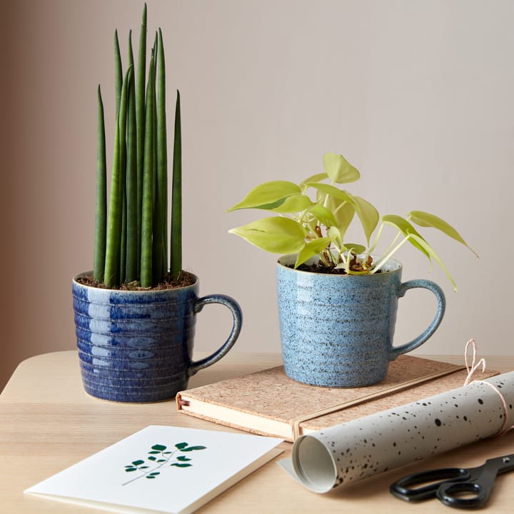 Tazza rigata Studio Blue, 40 cl, Selce, gesso Denby
