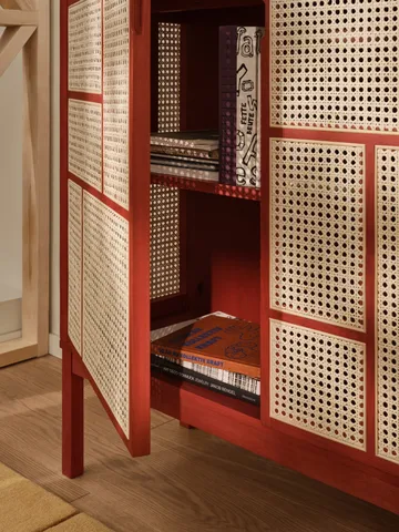 Credenza Air - Rosso, 120x110 cm, con gambe - Design House Stockholm