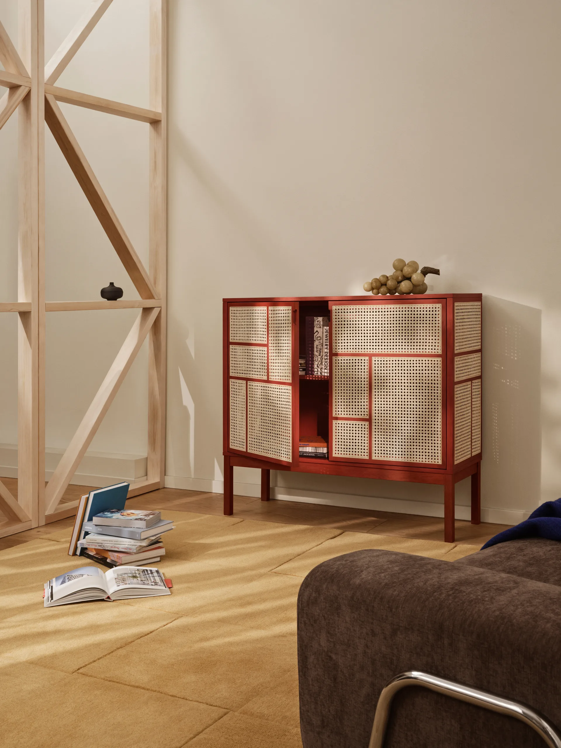 Credenza Air, Rosso, 120x110 cm, con gambe Design House Stockholm