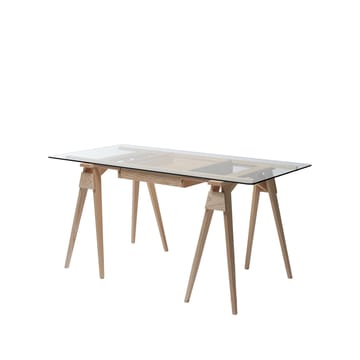 Scrivania Arco - rovere laccato chiaro, incl. cassetto, ripiano in vetro - Design House Stockholm