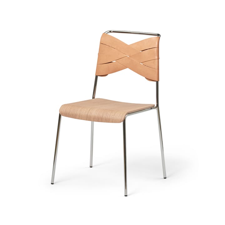Sedia Torso - rovere, pelle color naturale, gambe cromate - Design House Stockholm