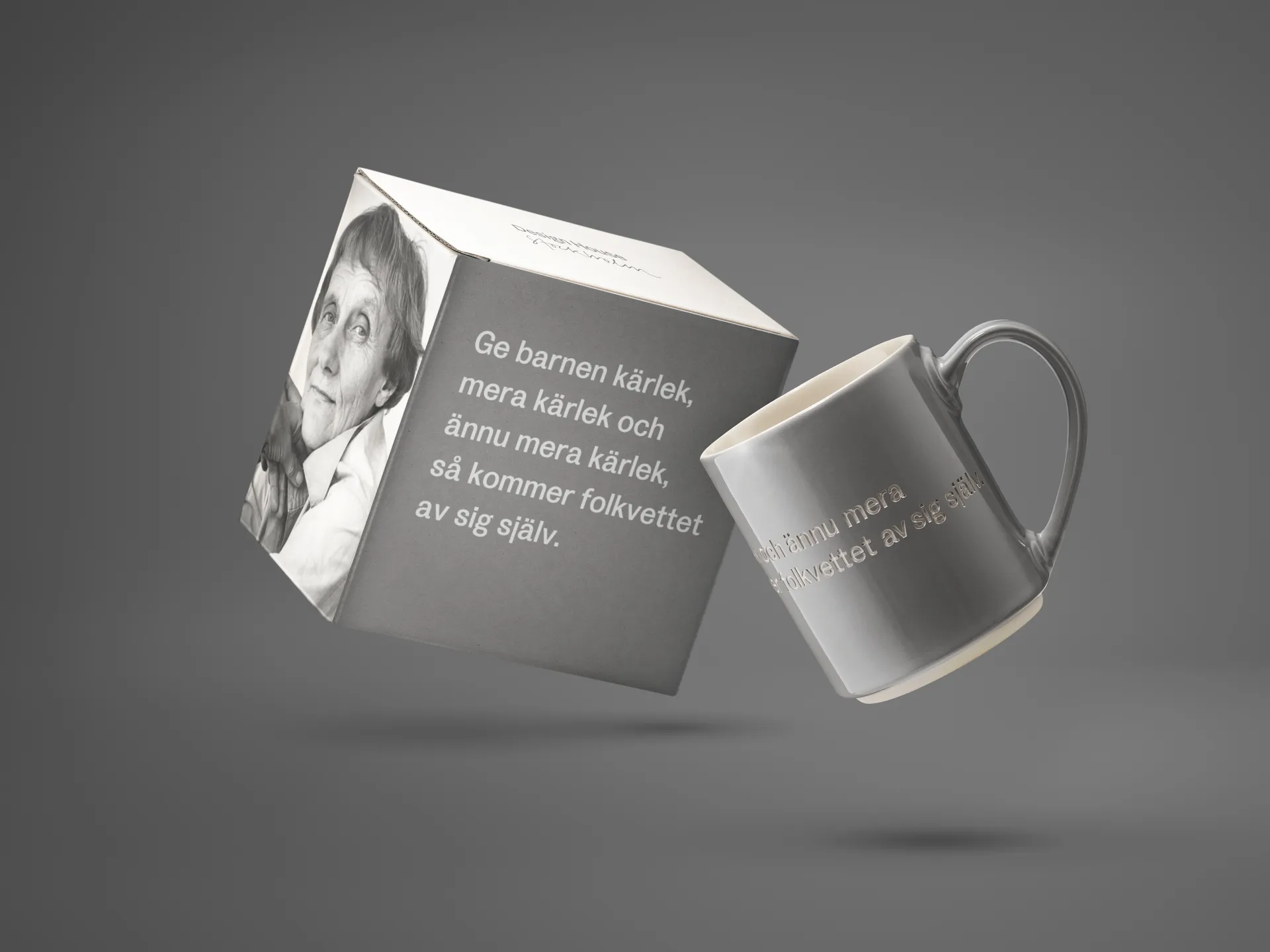 Tazza Astrid Lindgren, "Give the children love", grigio-svedese Design House Stockholm