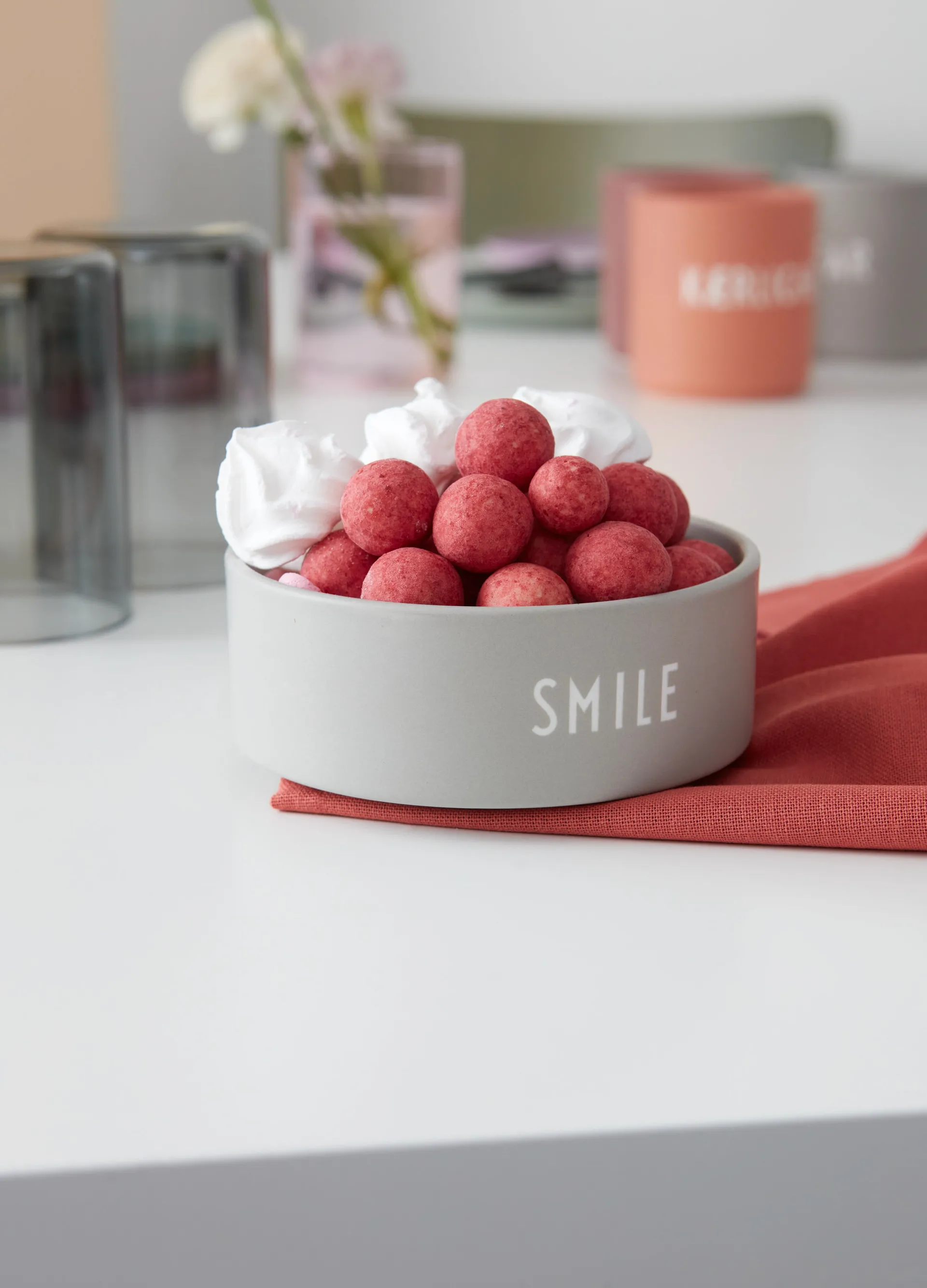 Ciotola da snack Design Letters Ø 12 cm, Smile-grey Design Letters