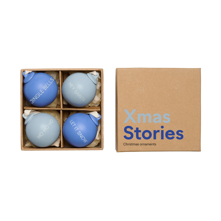 Palline albero di Natale XMAS Stories Ø4 cm 4 pezzi - Cobalt blue-light blue - Design Letters