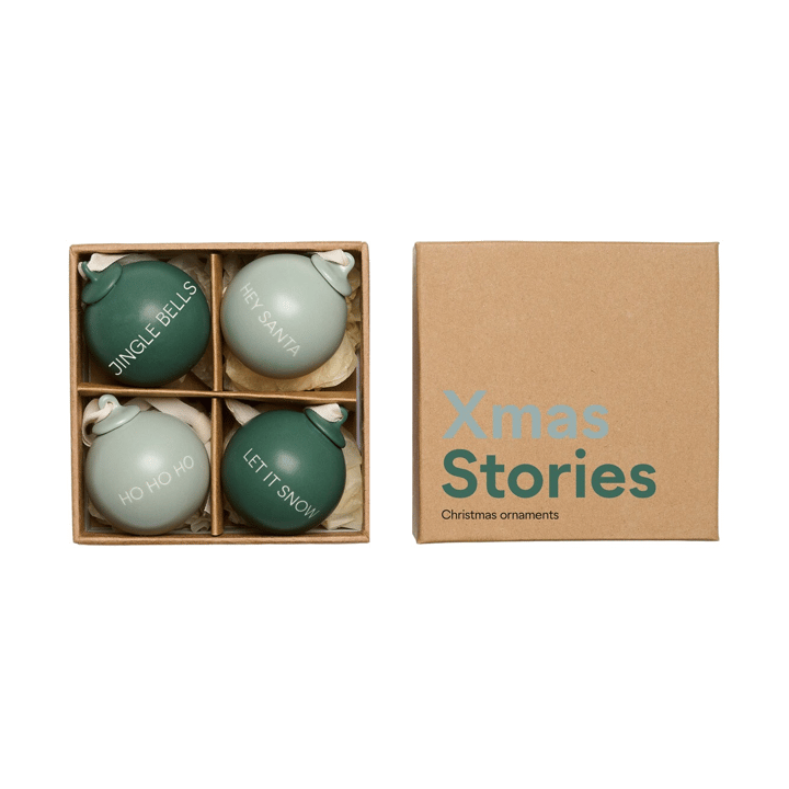 Palline albero di Natale XMAS Stories Ø4 cm 4 pezzi - Dark green-dusty green - Design Letters