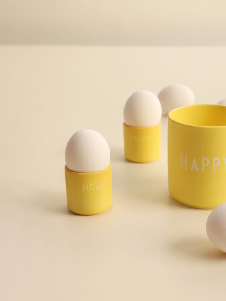 Portauovo Design Letters, confezione da 2, Hello, giallo Design Letters