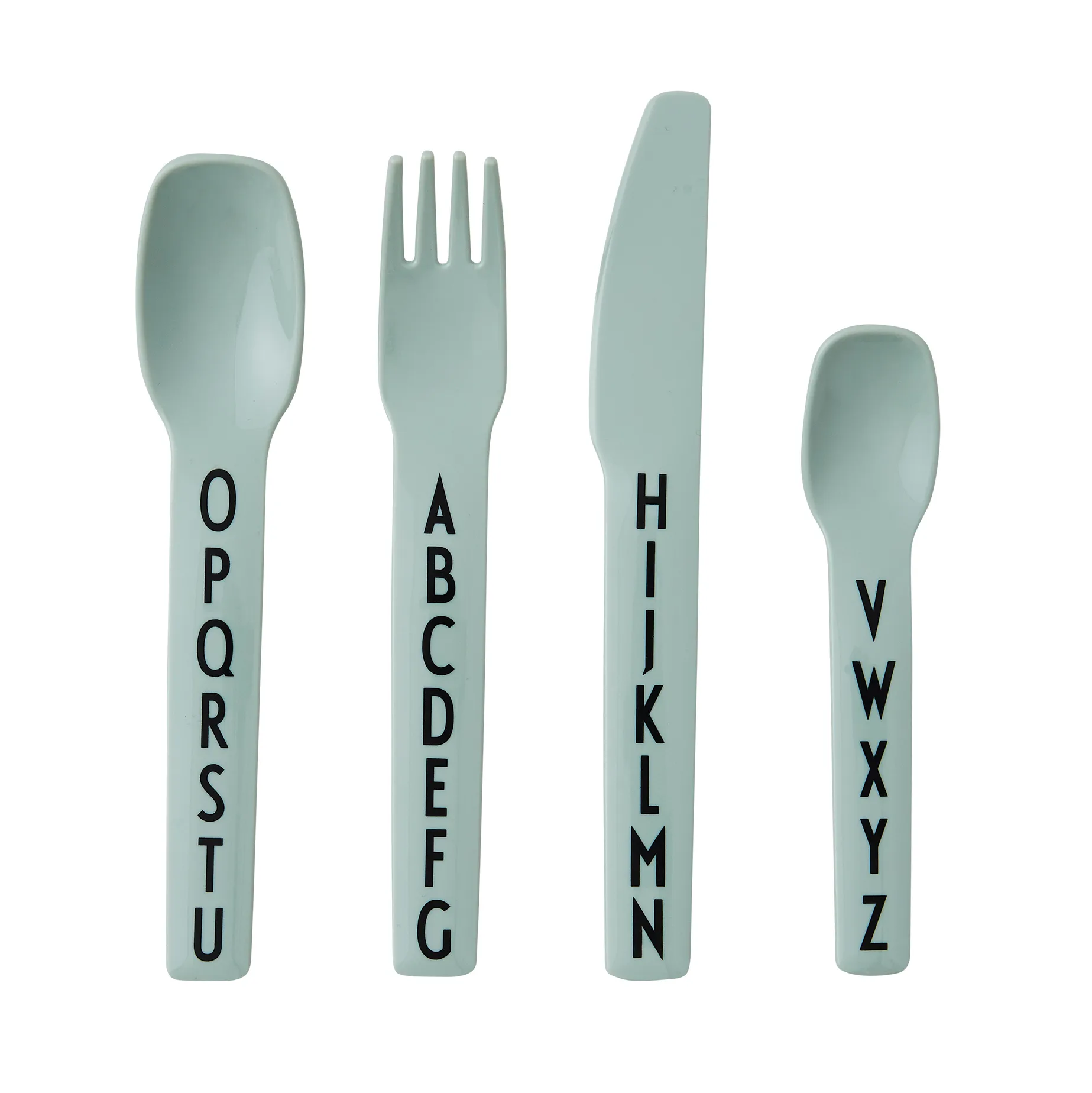 Posate per bambini in melammina Design Letters, verde Design Letters