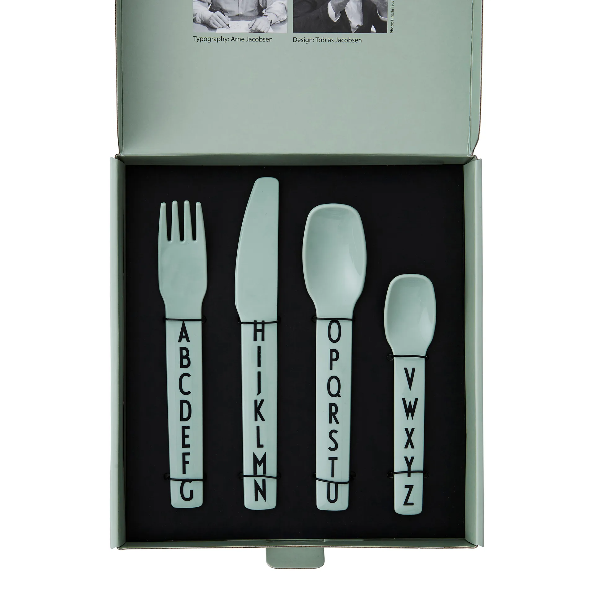 Posate per bambini in melammina Design Letters, verde Design Letters