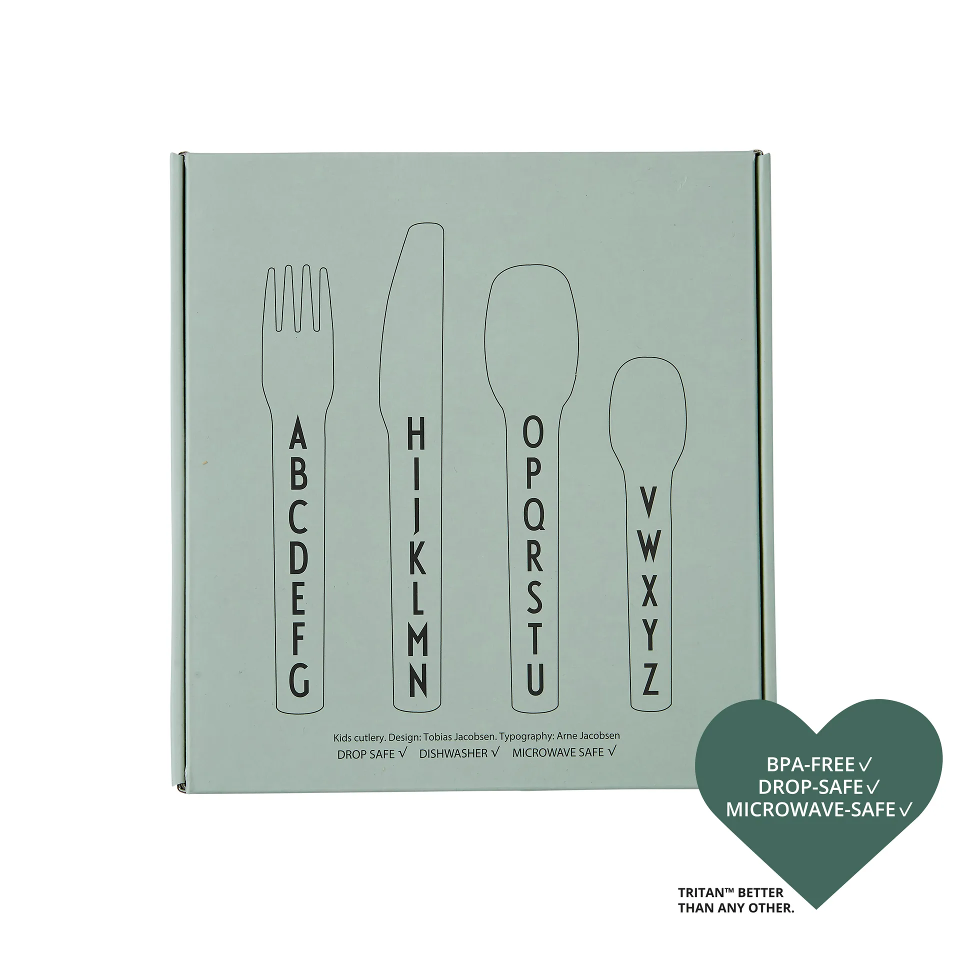 Posate per bambini in melammina Design Letters, verde Design Letters