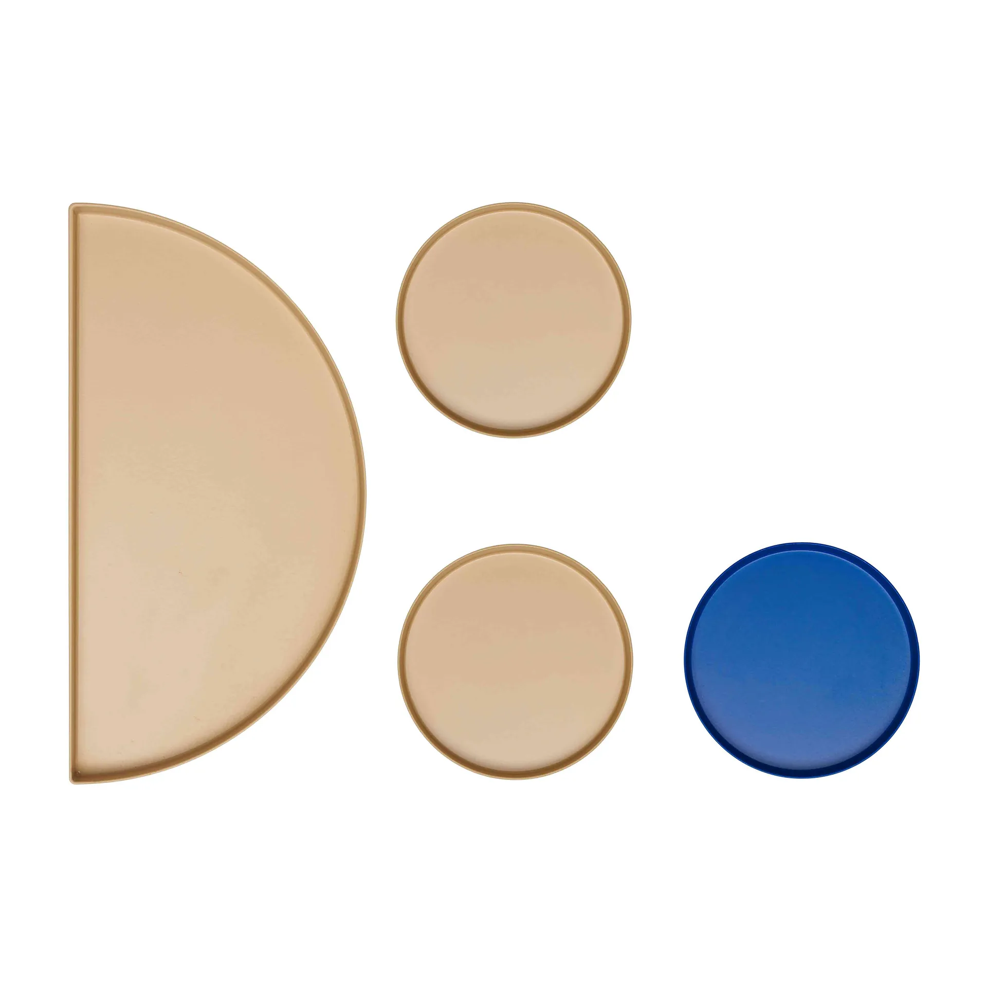 Set di 4 vassoi Treasure Trays, Beige, blu cobalto Design Letters