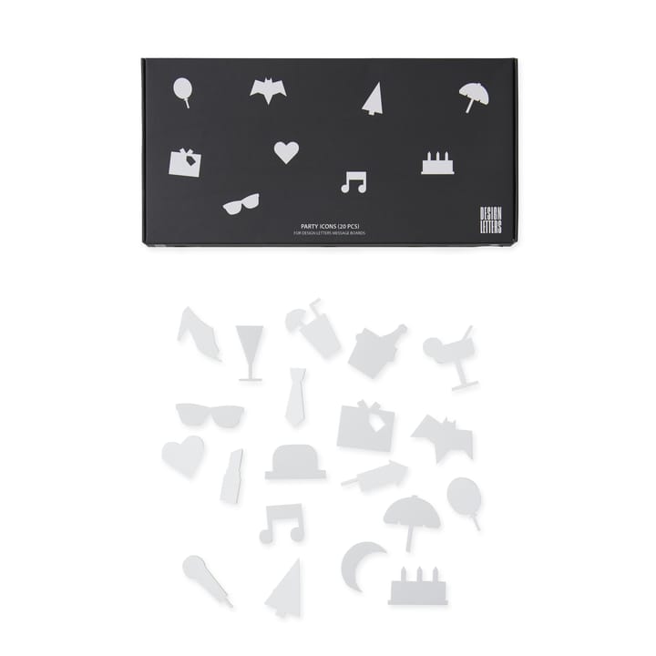 Simboli per lavagna con lettere Party 20 pezzi - bianco - Design Letters