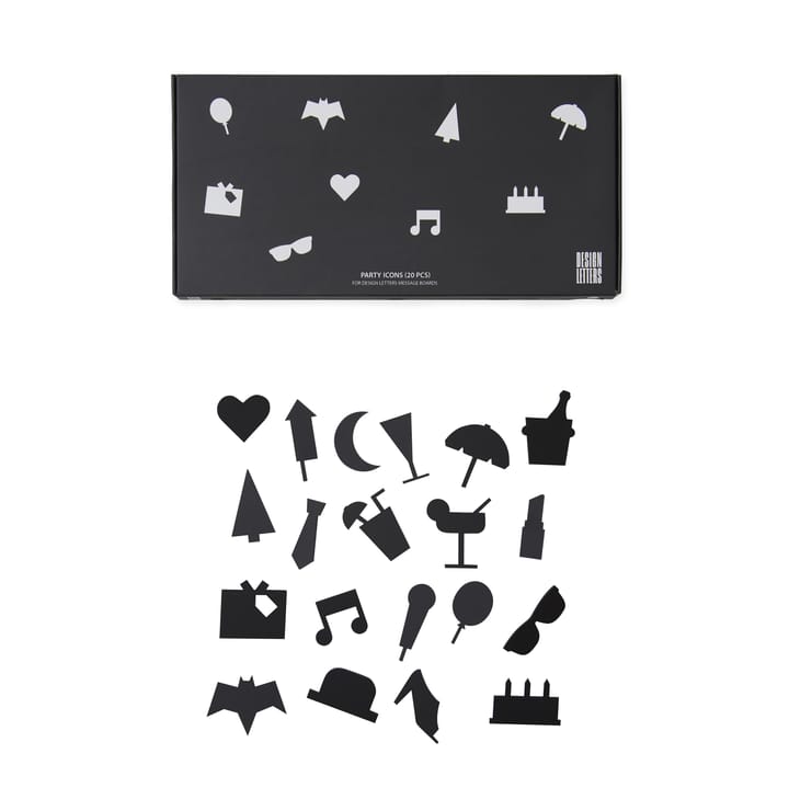 Simboli per lavagna con lettere Party 20 pezzi - nero - Design Letters
