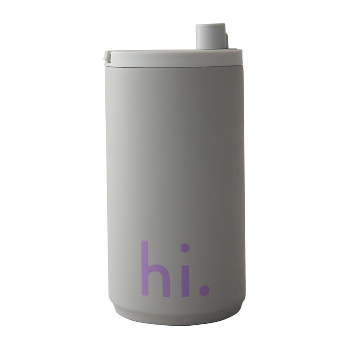 Tazza da viaggio Design Letters 35 cl - Testo: Hi, colore: cool grey - Design Letters