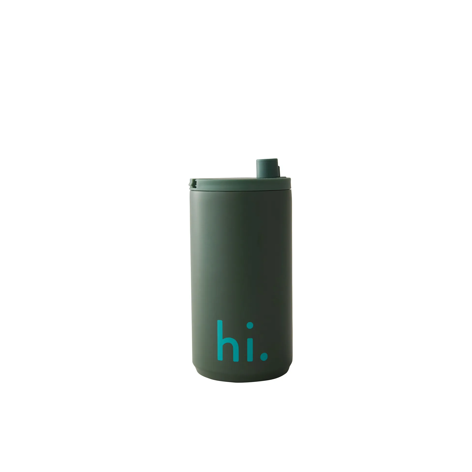 Tazza da viaggio Design Letters 35 cl, Testo: Hi, colore: myrtle green Design Letters