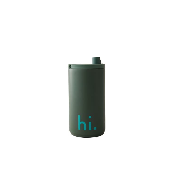 Tazza da viaggio Design Letters 35 cl - Testo: Hi, colore: myrtle green - Design Letters