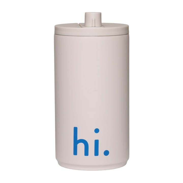 Tazza da viaggio Design Letters 35 cl - Testo: Hi, colore: pastel beige - Design Letters