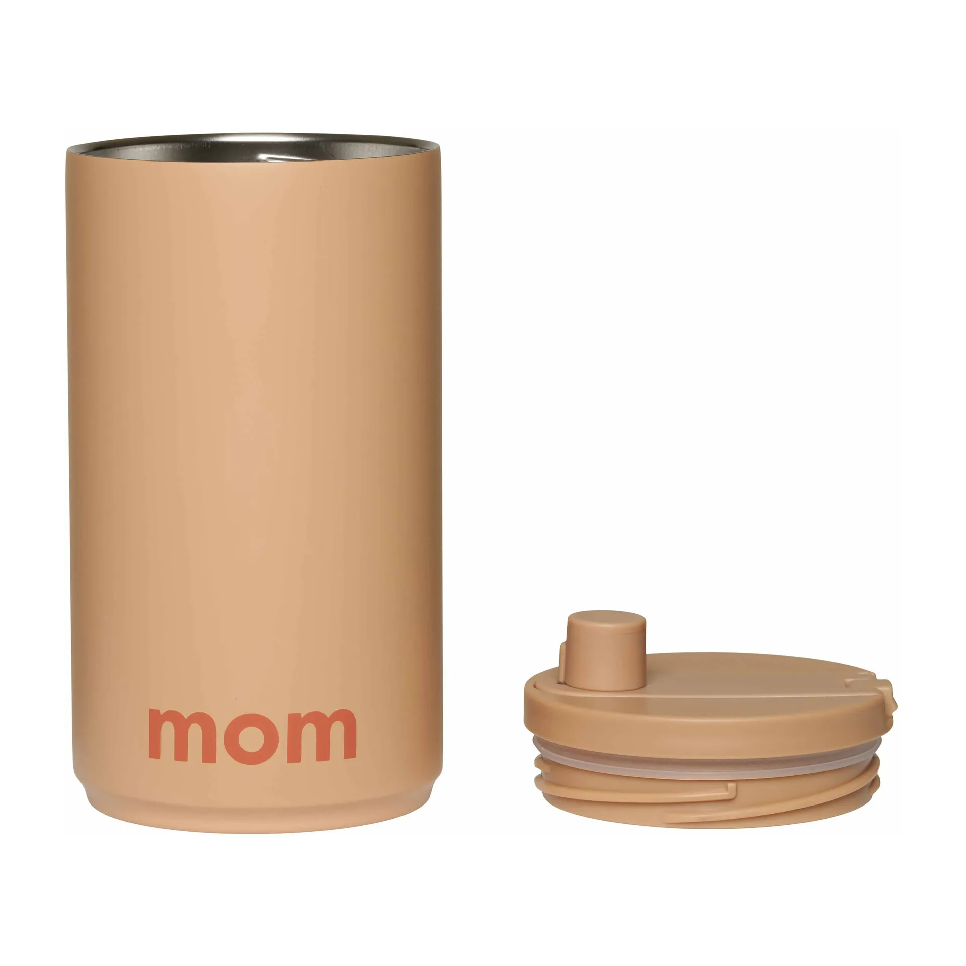 Tazza da viaggio Design Letters 35 cl, Testo: Mom, colore: beige Design Letters