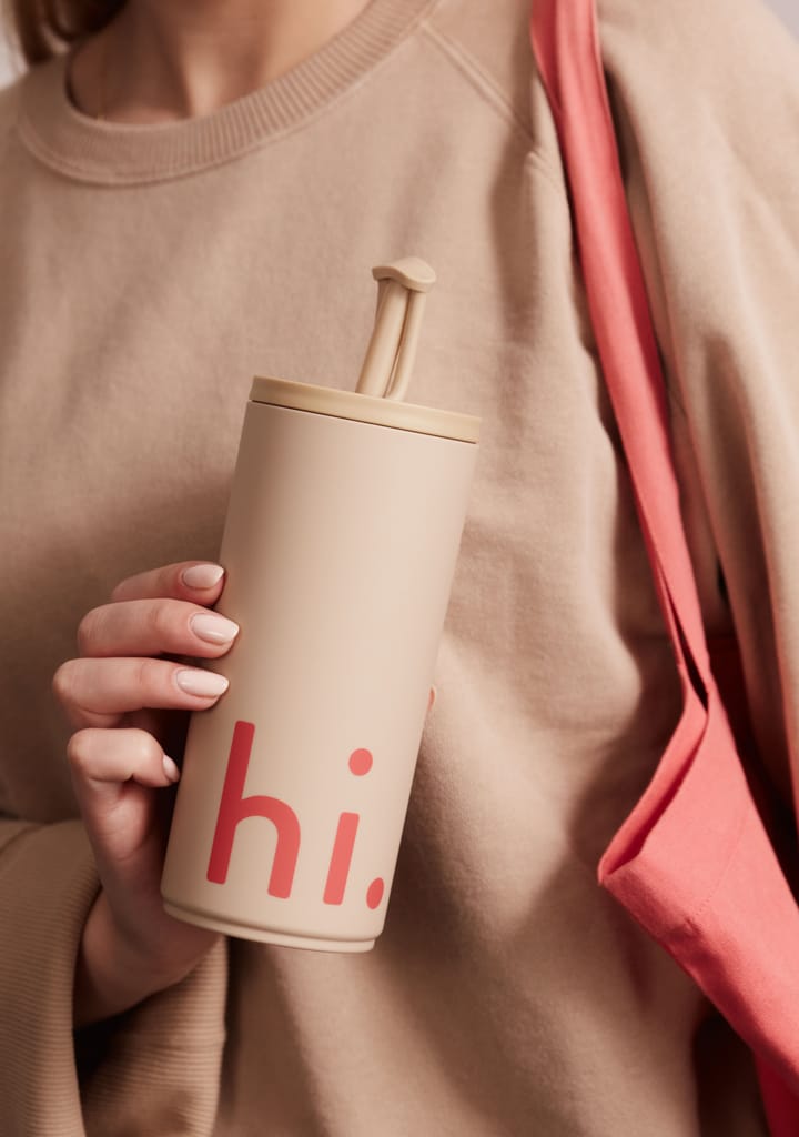 Thermos Travel Life con cannuccia 50 cl, Hi-beige Design Letters