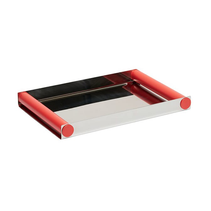 Vassoio Ray tray disco 20,5x30 cm - Corallo rosso, acciaio inossidabile - Design Letters