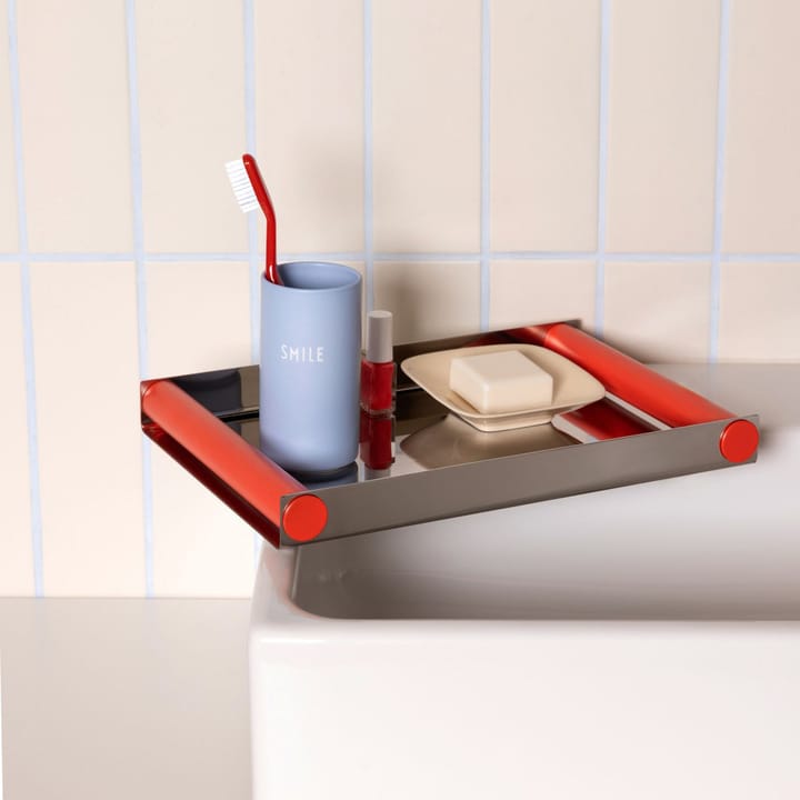 Vassoio Ray tray disco 20,5x30 cm, Corallo rosso, acciaio inossidabile Design Letters